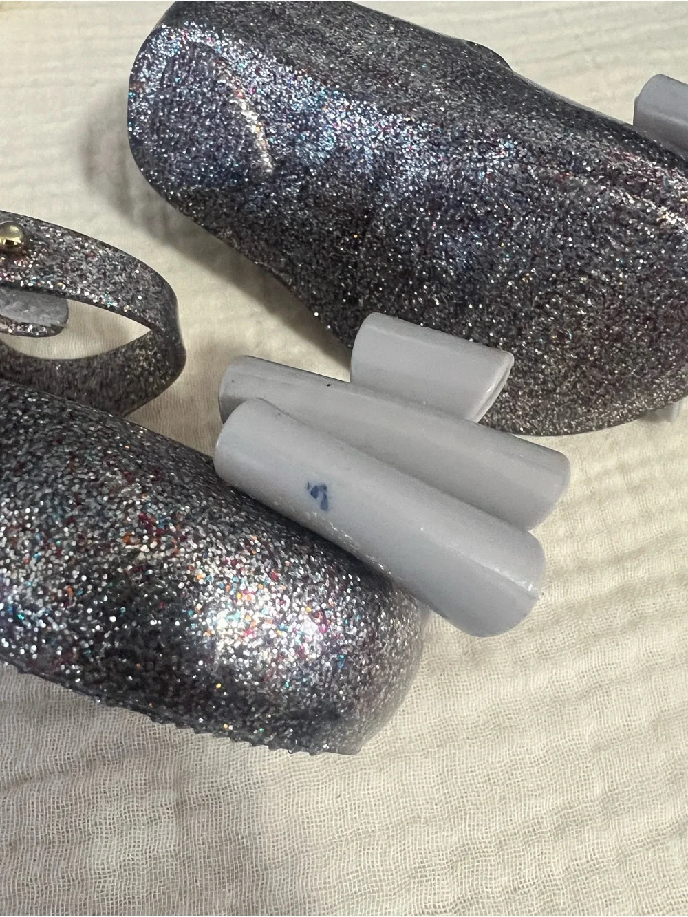 Mini Melissa Glitter Mary Jane Shoes with Gray Bow